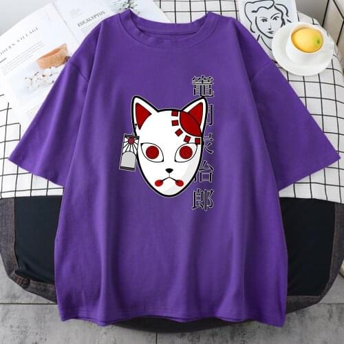 Demon Slayer Cute Kawaii Womens Tee Shirt Hip Hop Loose Streetwear 2021 Summer Fashion Tops White Basics Black T-Shirt Women