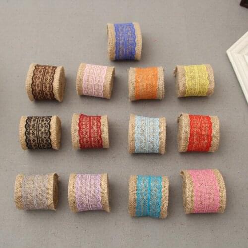 6cm 6 Meter/lot Jute Burlap Rolls Ribbon Lace Hessian for Wedding Decor Diy Jute Ornament Burlap Christmas Lace Trim Edge