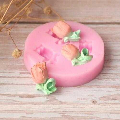 Tulip Shape 3D Silicone Mold Plant Flower Fondant Cake Decorating Tools Cupcake Sugarcraft Chocolate Molds Small Size