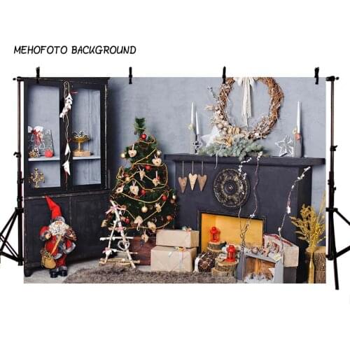 Photography Backdrops Christmas Background Fireplace Tree Winter Snow Window Interior Baby Birthday Background For Photo Studio