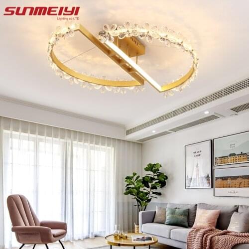 Nordic Crystal Ceiling Lights plafondlamp Gold Led Ceiling Lamp Fixture For Living room Bedroom Minimalist Kitchen Lamp Art deco