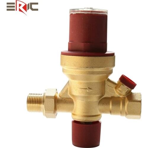 Brass pressure relief regulator for water heating systems
