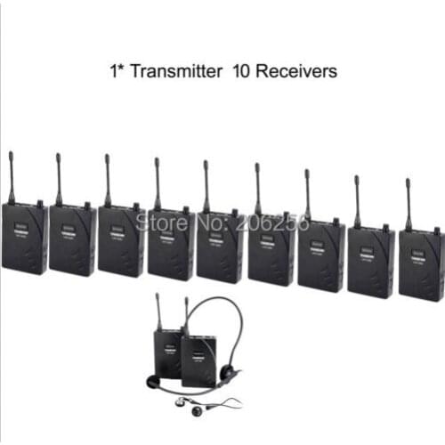 Hot Boutique Recommended takstar UHF-938 UHF Wireless Tour Guide / Translation System 1 Transmitter 10 Receivers free shipping