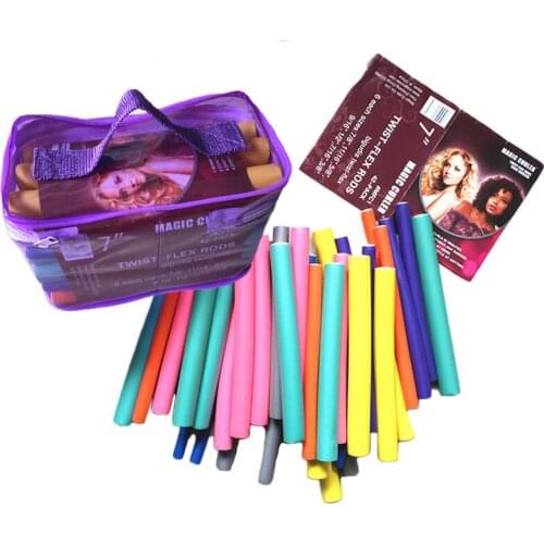 At Fashion flexi rods 42pcs/set 7 Styles Magic Hair Curler Rollers Spiral Foam Bendy hair curling flexi rods drop shipping