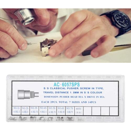 Screw-In Type Watch Crown Chronograph Button Watch Pusher Accessories kit AC-6057SPS Watch Repair Tool for Watchmaker Silver