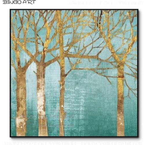 Low Price Hand-painted High Quality Abstract Birch Landscape Oil Painting on Canvas Different Kinds of Birch Tree Oil Painting