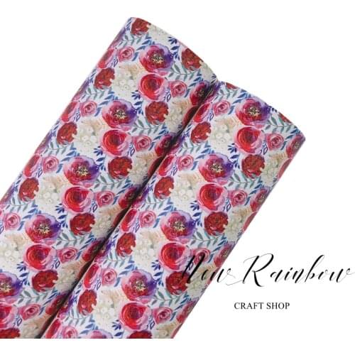 New Rainbow 30x22CM/A4 Angie Floral Litchi Artisan Faux Leatherette For Making Hair Bows, Accessories, Homedecor,DIY Crafts