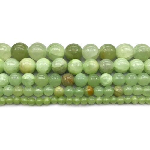 Wholesale Natural Flower Green Jades Stone Loose Beads for Jewelry Making Diy Bracelet Necklace 4/6/8/10/12mm