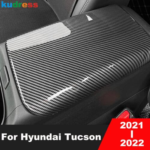 For Hyundai Tucson 2021 2022 Carbon Fiber Center Armrest Box Panel Cover Trim Stickers Car Styling Interior Accessories