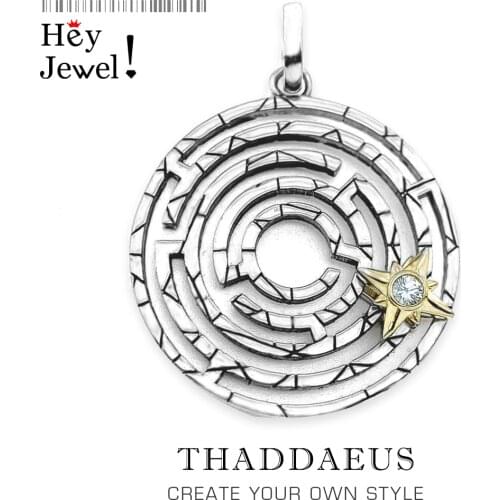 Pendant Labyrinth With Golden Movable Star,2021 Lucky Fine Jewelry Europe Bijoux Accessories 925 Sterling Silver Gift For Woman