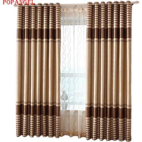 Popangel Hot Sale Fashion Stripe Quality Polyester Darkening Thermal Insulated Modern Gray Living Room Window Blackout Curtains