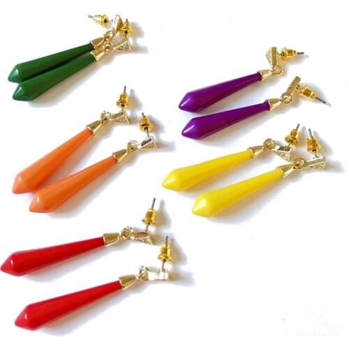 Sweet Candy Colors Triangle Alloy Elegant Earrings Colorful Light Weight Korean Styles Accessories