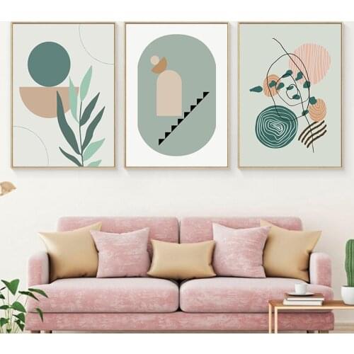 Simple modern Morandi color abstract geometric lines Nordic small fresh art living room porch decorative painting canvas picture