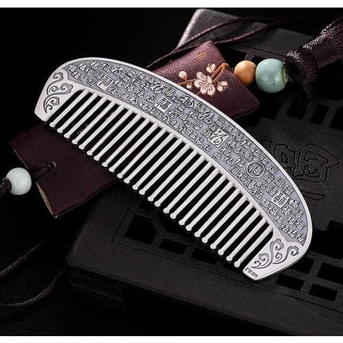 999 Sterling Silver Retro Antique Personality Silver Hair Comb