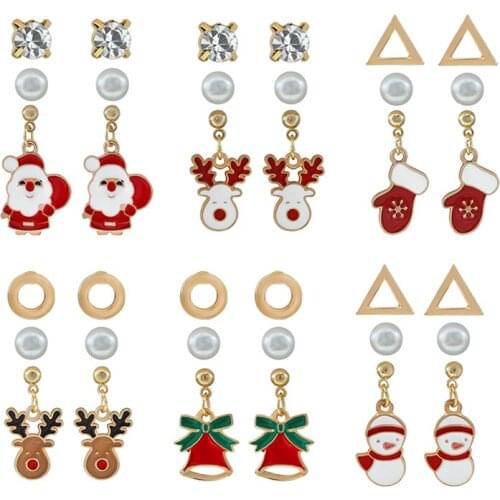 Santa Claus Christmas Earrings Snowman Deer Bell Christmas Tree Ear Jewelry Accessories Lovely Xmas Gift for WomenNew Year Gifts