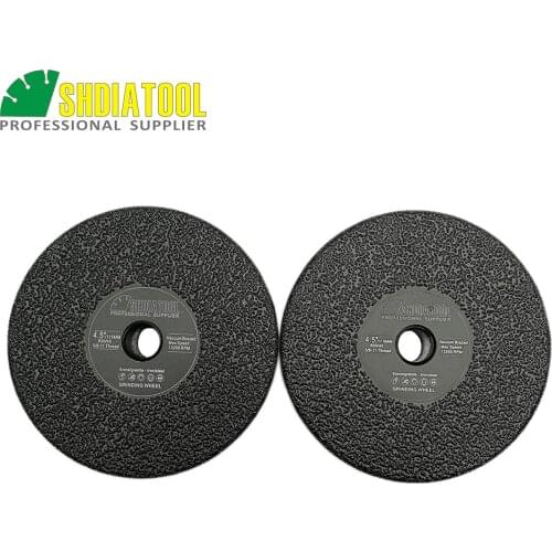 SHDIATOOL 2pcs Dia 115mm/4.5inch Vacuum Brazed Diamond Flat Grinding Wheel 5/8-11Thread Grinder Disc Wet or Dry Granite Marble