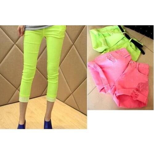 Pure cotton cute candy colors fabric color fluorescent denim fabric twill womens garments pants cloth fabric material wholesale