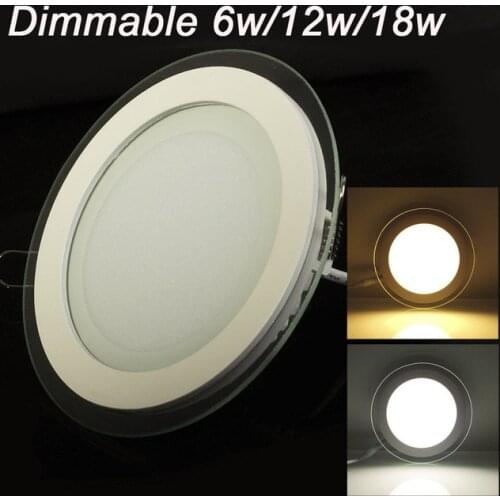 Dimmable LED Panel Light Round Glass Panel Downlight 6W 9W 12W 18W Ceiling Recessed Lights SMD 5630 LED Paine Lamps AC85-265V