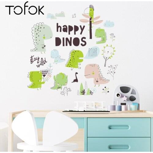 Tofok DIY Cartoon Dinosaur Wall Sticker Decoration Home Baby Children Room Art Mural Decals Cartoon Nursery Dorm Wallpaper