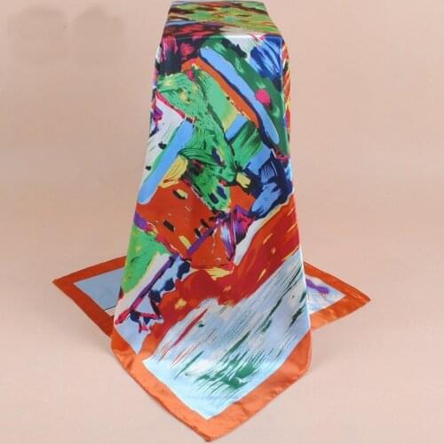 2020 New Tibetan Potala Palace oil Satin square Hairband hijab cool shawl ladies foulard femme headband hair bufanda mujer shawl