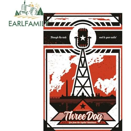 EARLFAMILY 13cm x 8.9cm For Three Dog Galaxy News Radio Car Stickers Anime Decal Vinyl Car Wrap Decals Bumper Decoration