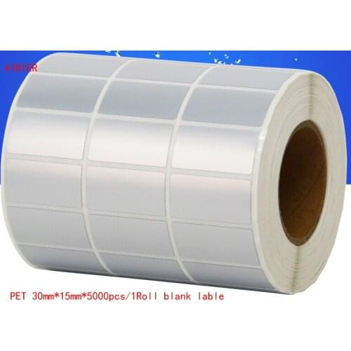 AIBIER waterproof paper 35x15mm*5000pcs/1Roll Thermal transfer blank PET barcode Labels PET adhesive printed label sticker