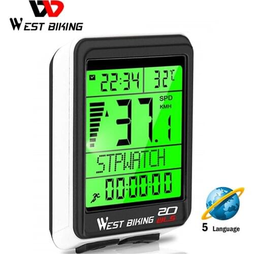 WEST BIKING Wireless Bicycle Computer MTB Road Bike Odometer Multifunction Cycling Speedometer Stopwatch Rainproof Bike Computer