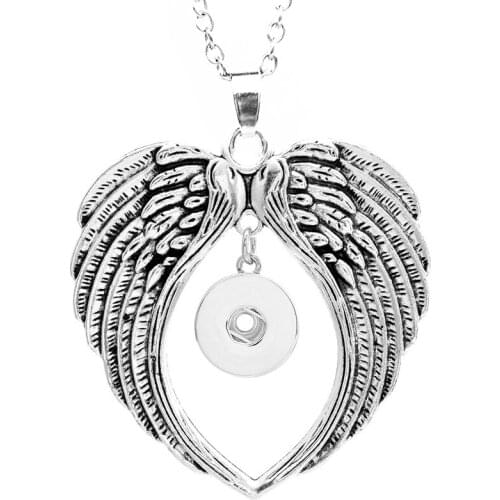 Wings snap button pendant Necklace OEM, ODM NC658 (fit 18mm 20mm snaps)