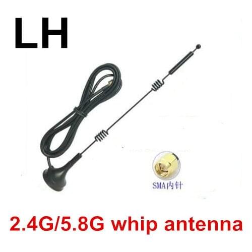 2.4G 5.8G dual band wifi signal receiving SMA male maget mount steel whip antenna high gain 12dBi