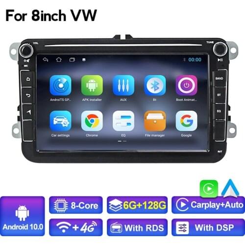 2 Din Android 10 DSP Carplay RDS For VW/Golf/Tiguan/Skoda/Fabia/Rapid/Seat/Leon Canbus Car Multimedia GPS Radio Video player