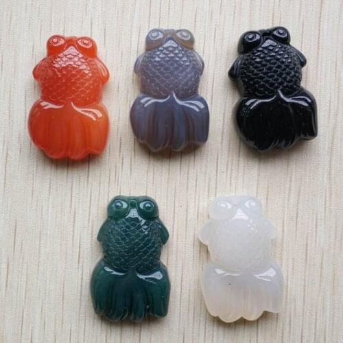 2017 Fashion high quality natural stone carved mixed goldfish charms Pendants for diy jewelry making 5pcs/lot Wholesale Free