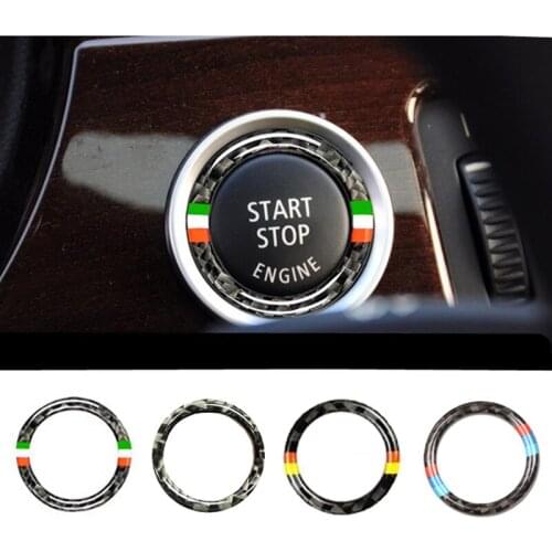 32.5MM Car Styling Start Stop Engine Button Decorative Ring Sticker Carbon Fiber Emblem for BMW E90 E92 E93 (2005-2012)