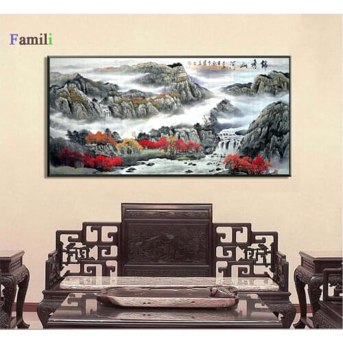 Abstract Mountain Landscape Inspiring Canvas Paintings Chinese Wall Art Pictures Poster Print for Living Room Home Office Decor
