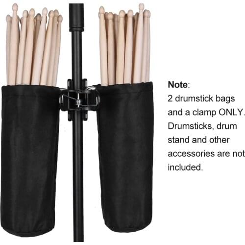 Drumstick Holder for Drum Set Clamp on Drum Stick Storage Bag Large Capacity Cloth Clip on Drumsticks Container up to 16 Pairs