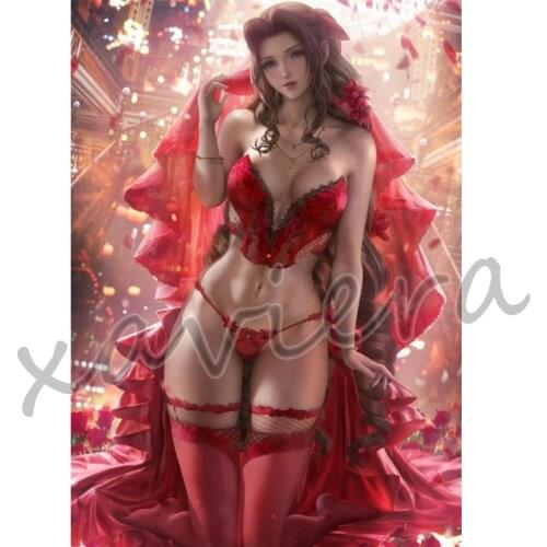 Xaviera 5D Diy Diamond Painting Full Drill Round Sexy Girl Red Rhinestone Cross Stitch Anime Character Embroidery Adults Crafts