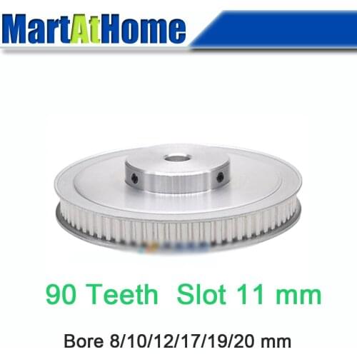 Aluminum Timing Pulley XL90 90T 90-Teeth Slot Width 11mm BF-type Boss 50mm Bore 8~20mm for 3D Printer