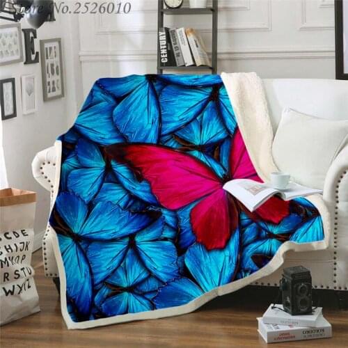 Throw Blanket Butterfly 3D Velvet Plush Blanket Bedspread for Kids Girls Sherpa Blanket Couch Quilt Cover Travel 05