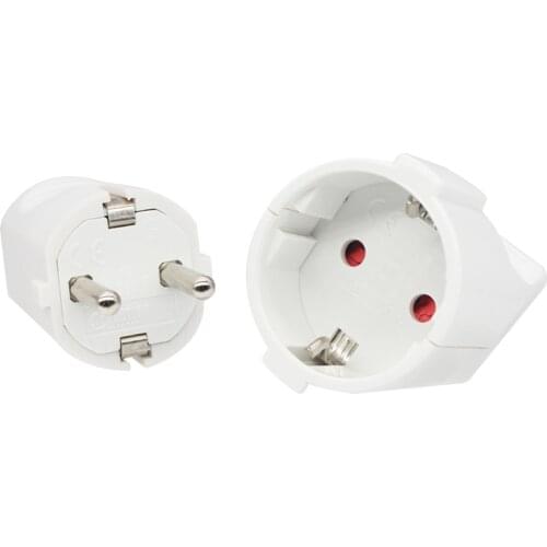 White 250v 16a Male Female Assembly Receptacle connector french Russia Korea German EU Schuko power cord wired cable plug Socket