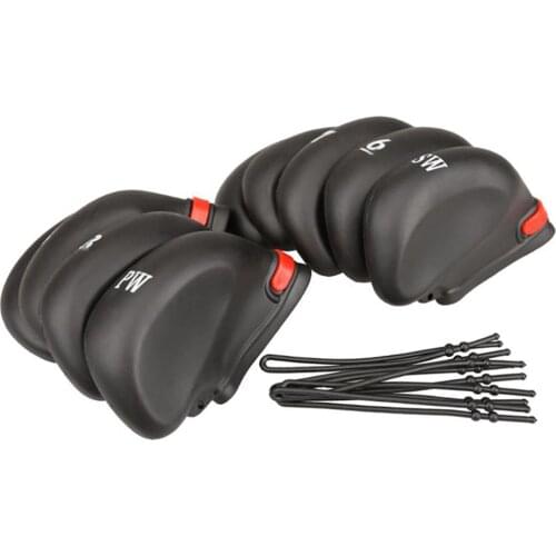 Free Shipping 9pcs Pack Set PVC Rubber Golf Club Iron Head Covers Protectors Headcovers 3-SW Fit All Irons Black