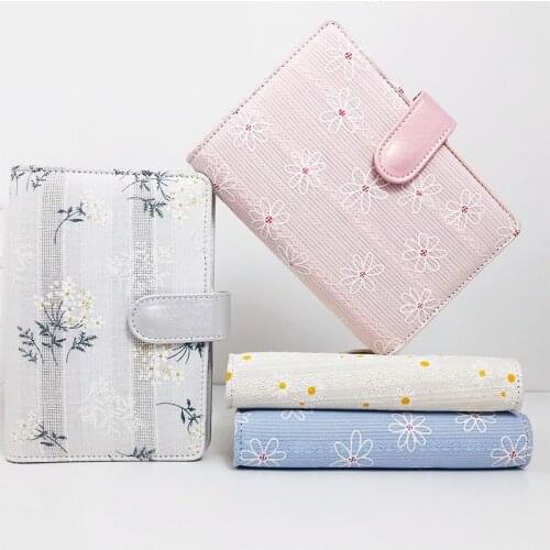 A5 A6 Embroidered Flower Journal Binder Notebook Planner Agenda 90 Sheets Paper Kawaii School Stationery