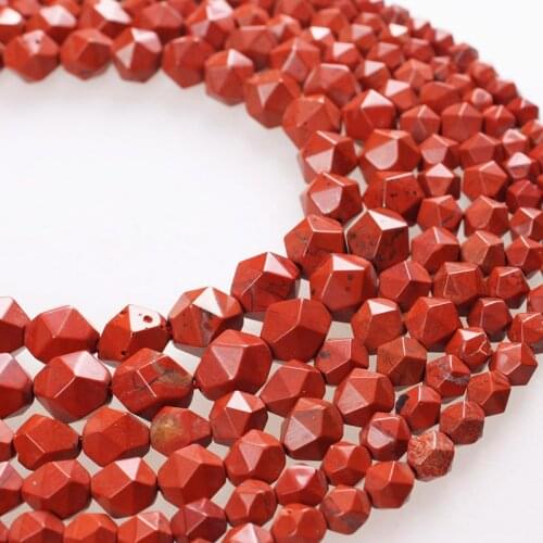 Natural Stone Beads Big Faceted Red Jaspers Stone Loose Beads 6 8 10mm Beads For Bracelets Necklace Jewelry Making