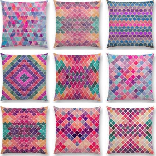 Hot Sale Lovely Geometric Pattern Pastel Triangles Diamond Rainbow Gradient Color Wave Glitter Version Cushion Sofa Throw Pillow