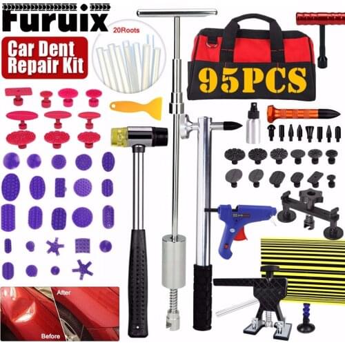 FURUIX 95xRepair Tools Car body remove Tools Paintless Dent Puller Lifter PANEL Removal Glue Gun Repair Tools Kit
