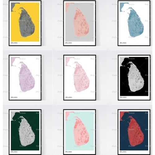 Sri Lanka Country Map Nordic Retro Minimalism Painting Posters and Prints on Canvas Wall Art Modular Pictures Home Decor