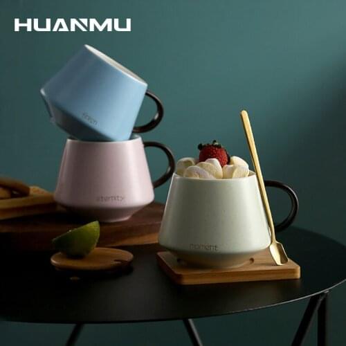 Nordic Ceramic Cup Home Coffee Cup Mug With Spoon Lid Water Cup Business Gift Office Home Drinkware Mug