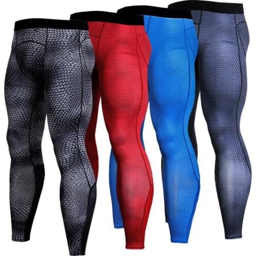 Compression sports tights tights mens elastic gym fitness pants mens running pants snakeskin sweatpants