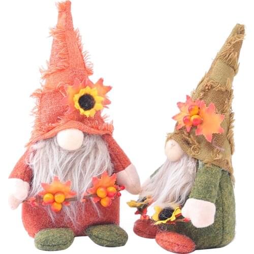 Sunflower Faceless Doll Plush Toy Handmade Cute Dwarf Plush Faceless Elf Decoration Doll for home Garden Room Decor Ornaments