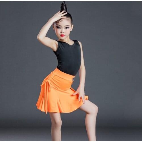 Summer ChildrenS Latin Dance Costume Latin Practice Clothes Girls' Latin Dance Skirts Split Suits Performance Costumes SL4982