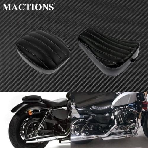 Motorcycle Leather Driver Front Pillow Solo Seat+Rear Passenger Cushion Pad Black For Harley Sportster XL1200V XL1200X 2010-15