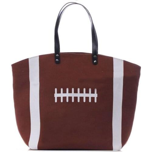 New Sports Shoulder Bag Fashion Casual Fan-shaped Handbag Outdoor Baseball Football Rugby Basketball Printed Canvas Handbag